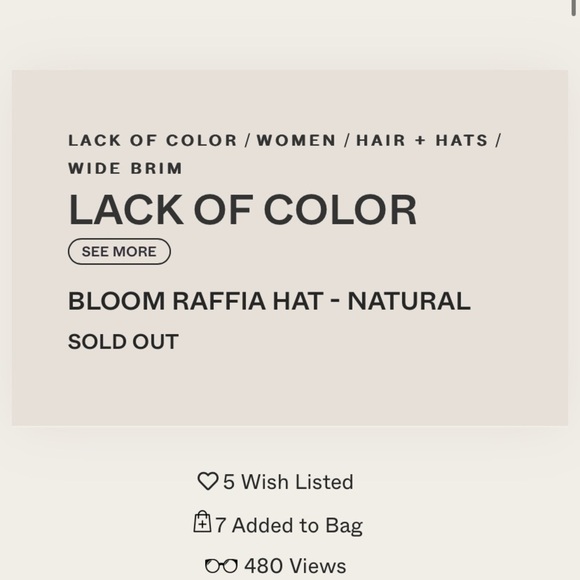 Lack of color bloom hat new with tags size small main image 10